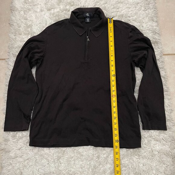 CALVIN KLEIN Womens Medium Quarter Zip Brown Collared Long Sleeve Sweatshirt - Picture 5 of 7
